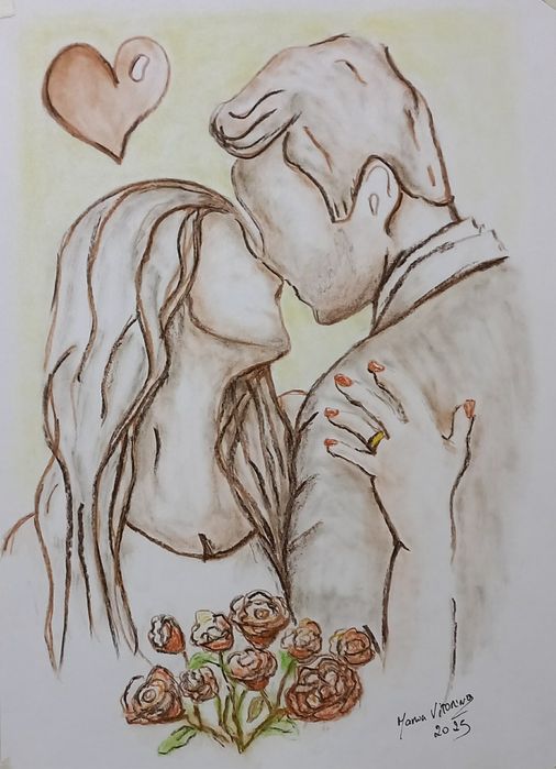 Ilustração por fotografia 30x40cm/carvão/azul cobalto/aguarela