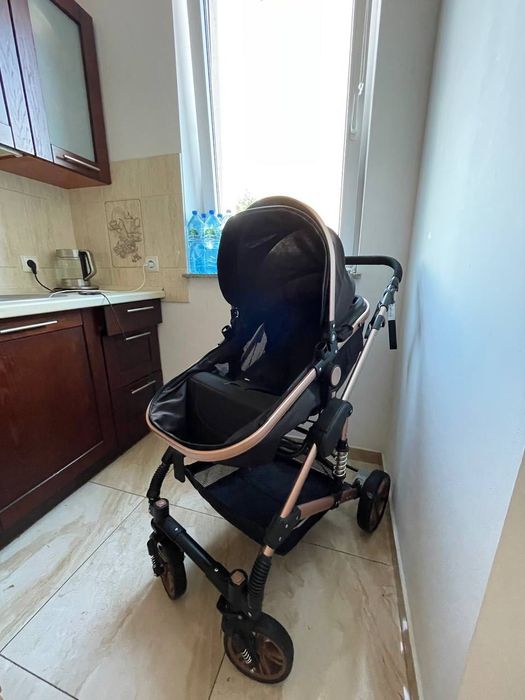 Lekki wózek 3 w 1 gondola siedzisko wózka czarne