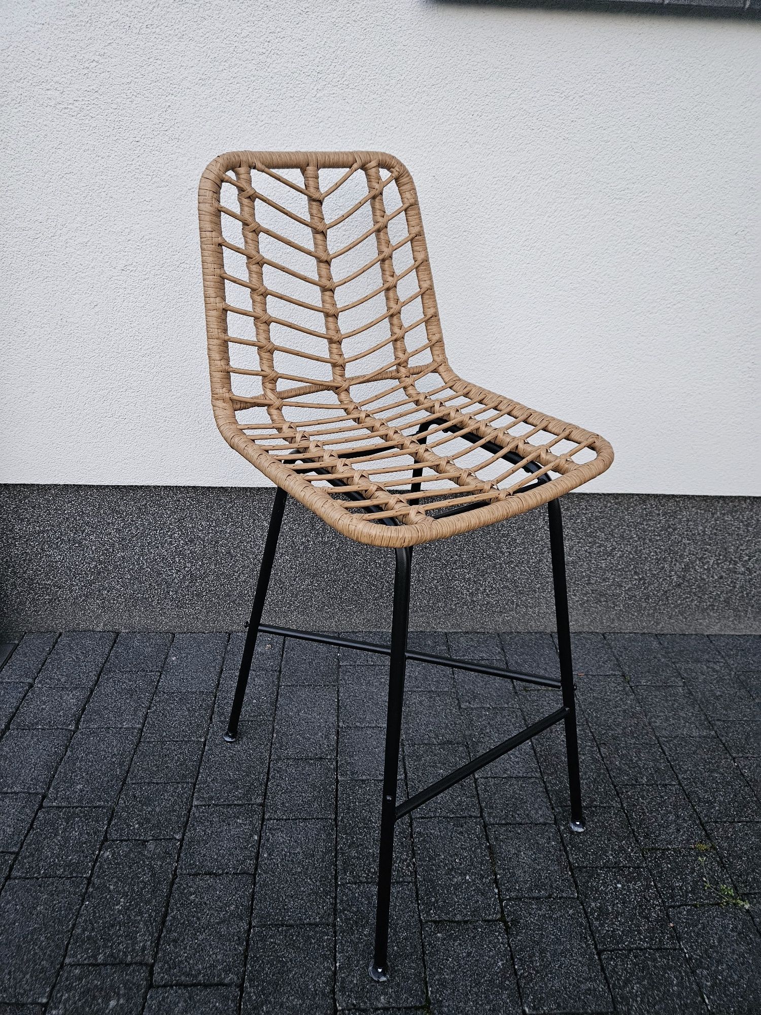 Hoker naturalny drewniany krzesło barowe boho