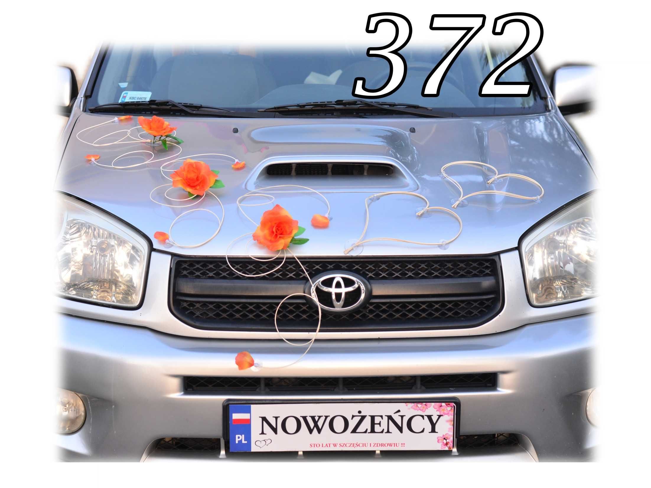 Piękna HERBACIANA dekoracja ozdoba na auto samochód ślubny Nr 372