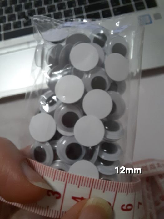 12мм 50шт Набір для виробів Очі чорні декоративні елементи рухливі