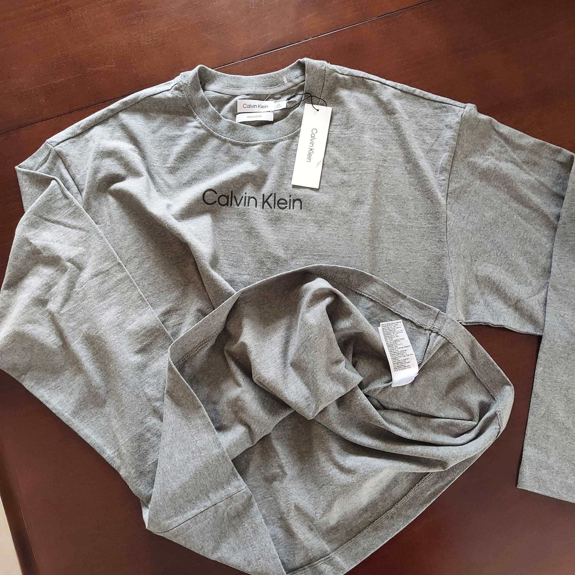 Calvin Klein bluzo koszulka szara long sleeve z USA