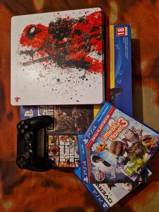 PS 4 slim 1T + 3 игры
