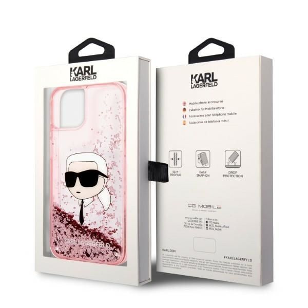 Etui Karl Lagerfeld iPhone 14/15/13 6,1", Różowe Glitter Karl Head