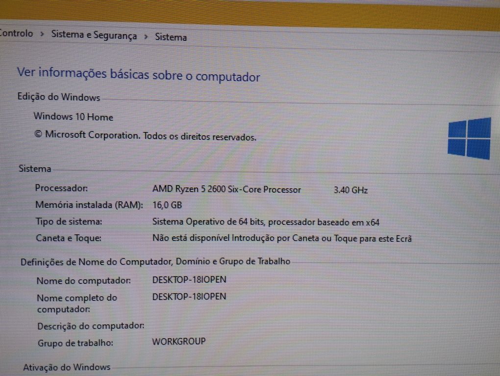Pc Ryzen 5 2600, Rx 580 8Gb, 16 GB RAM, WiFi
