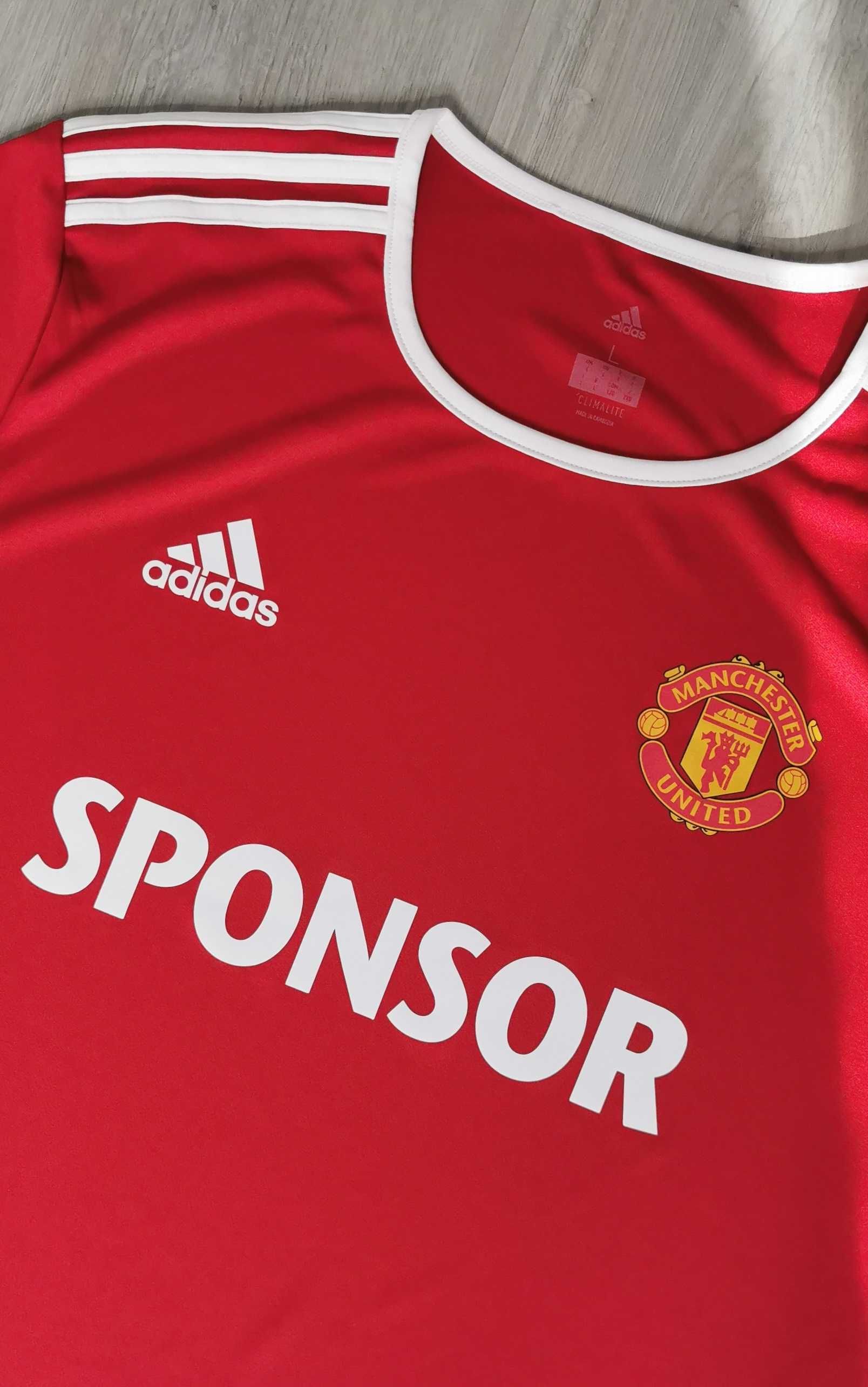 T-shirt sportowy Adidas Manchester United red size rozmiar L/XL