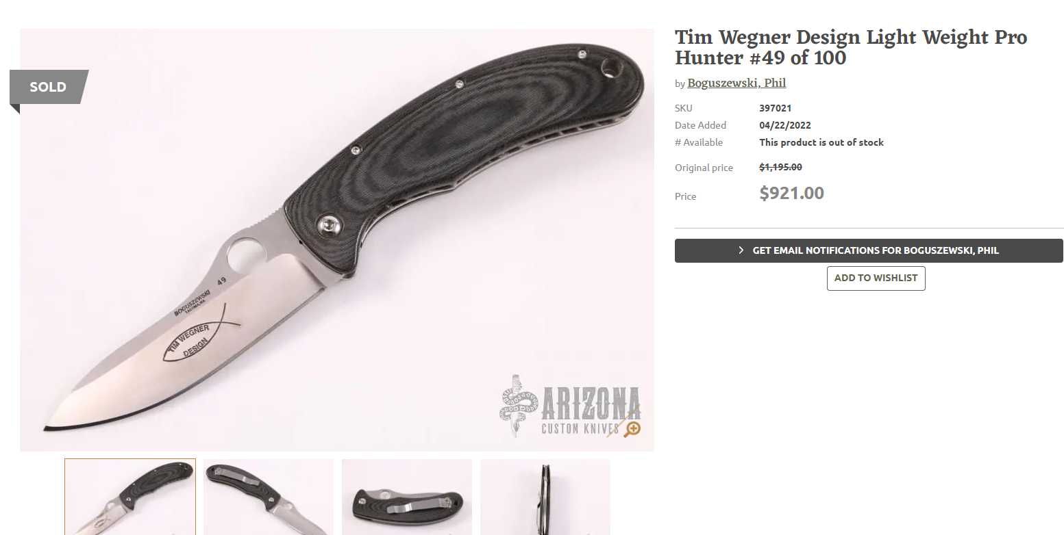 Nóż custom Tim Wegner / Phil Boguszewski Light Weight Pro Hunter