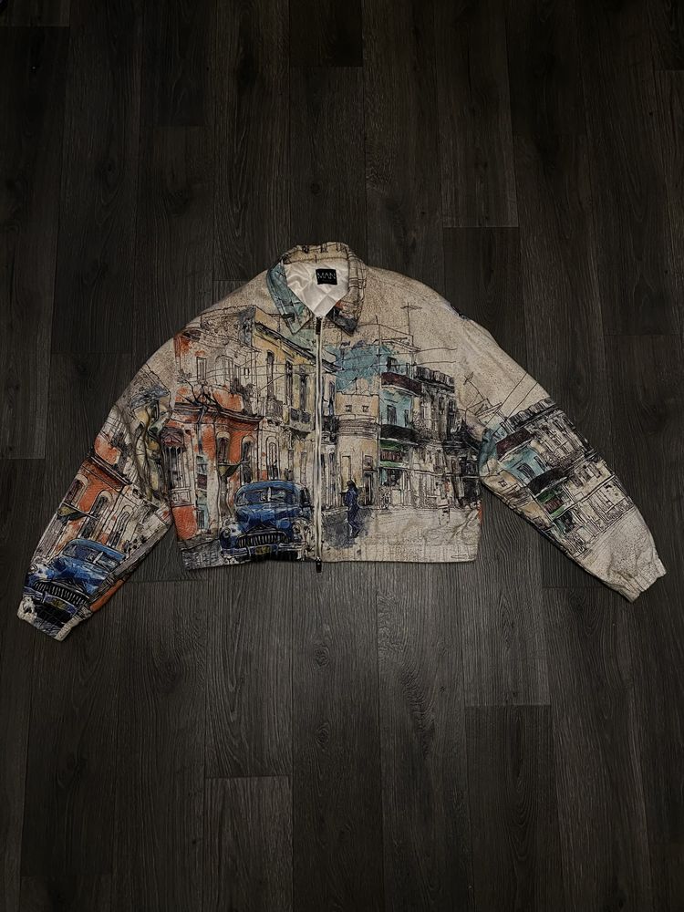 Кроп бомбер з принтом, розмір L–XL | Active Jacket
