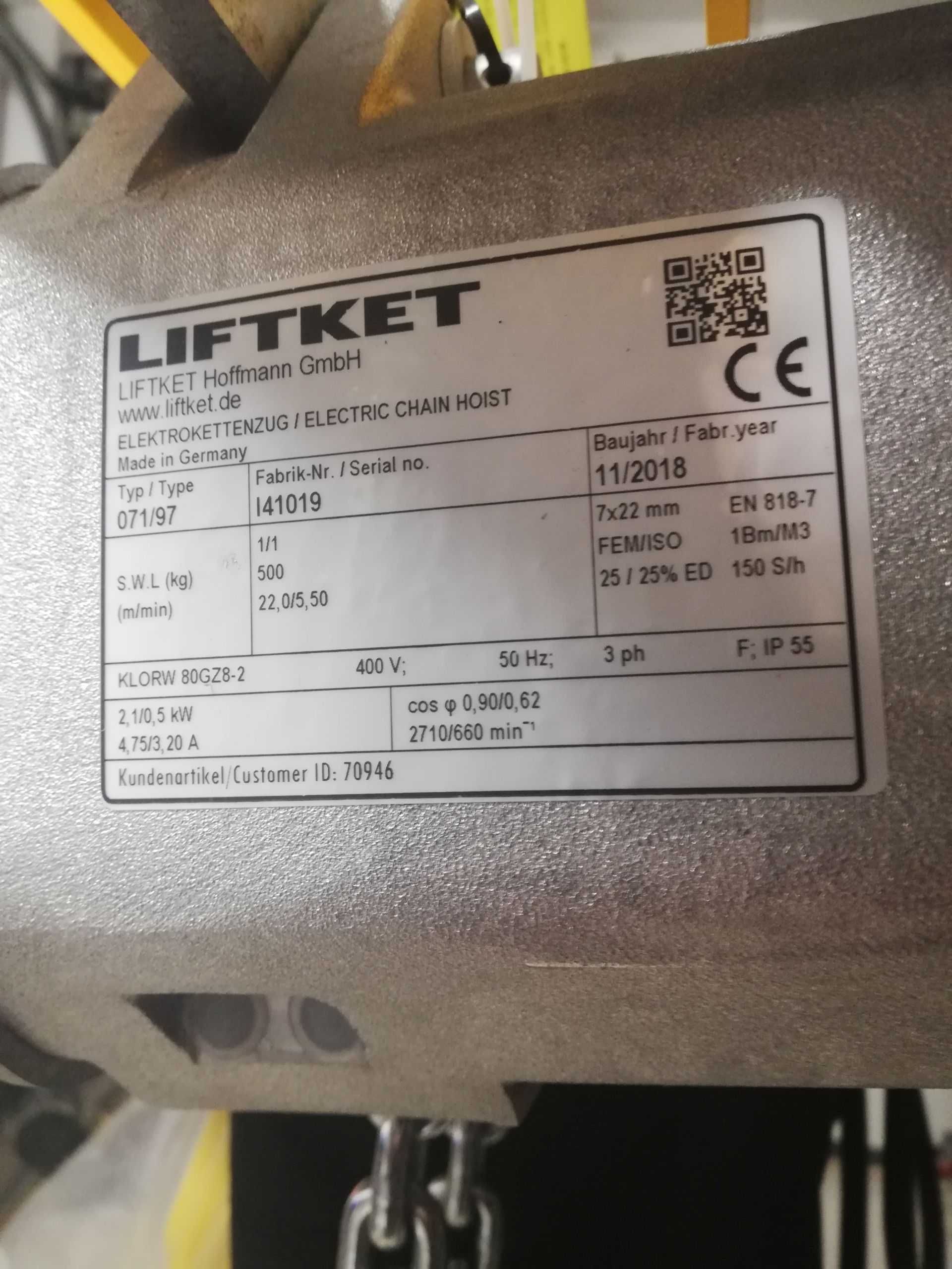 Wciągnik łańcuchowy Liftket typ 071/97 1t (Abus Demag) Germany