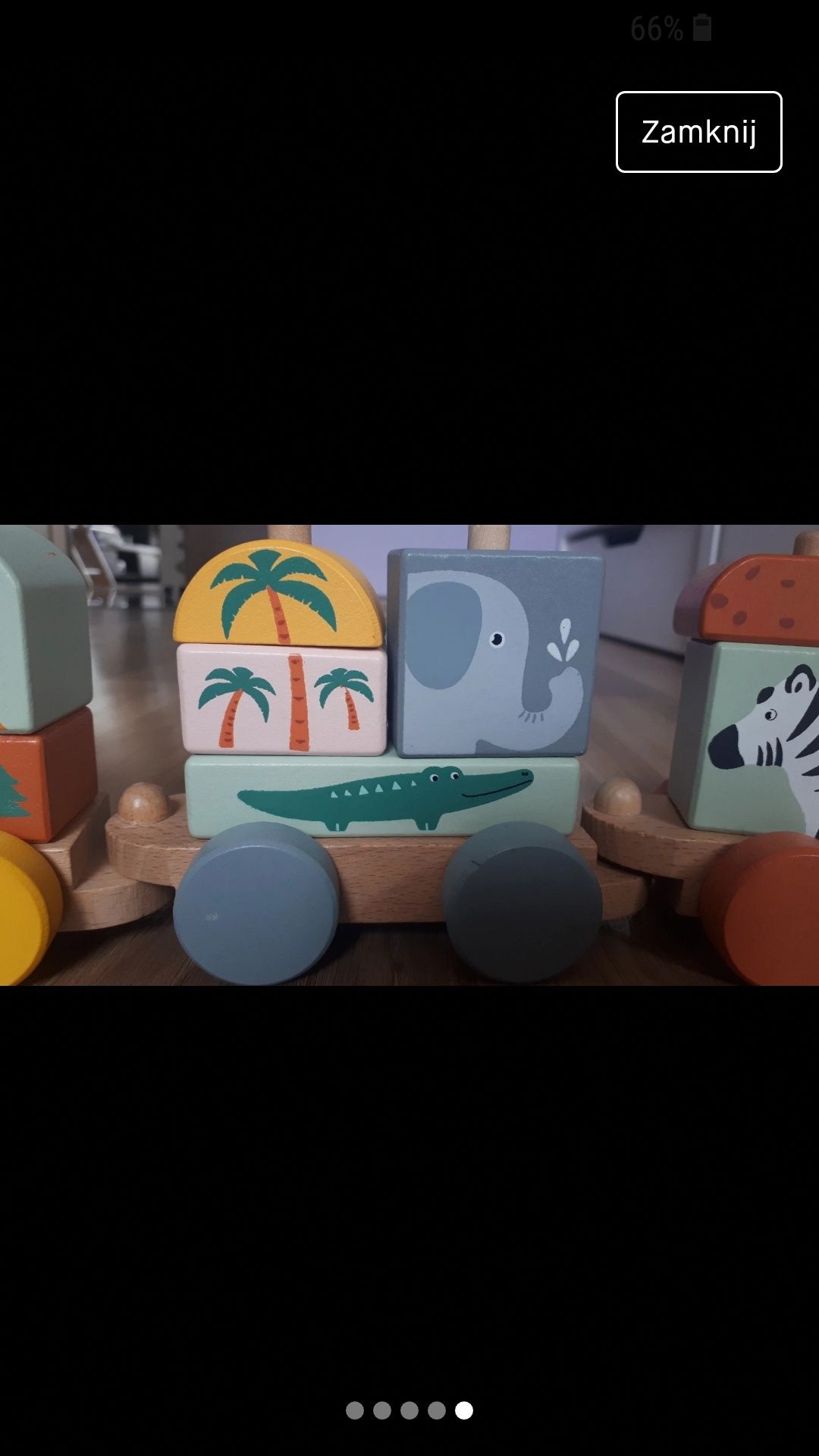 Drewniany pociąg zoo z klockami smiki smyk