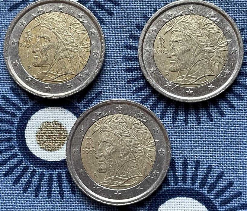 Moedas de 2€ 2002 Dante Alighieri munt drukfout