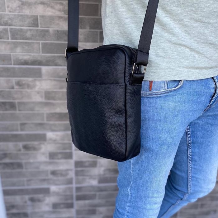Шкіряна чоловіча сумка месенджер через плече кожа Лондон