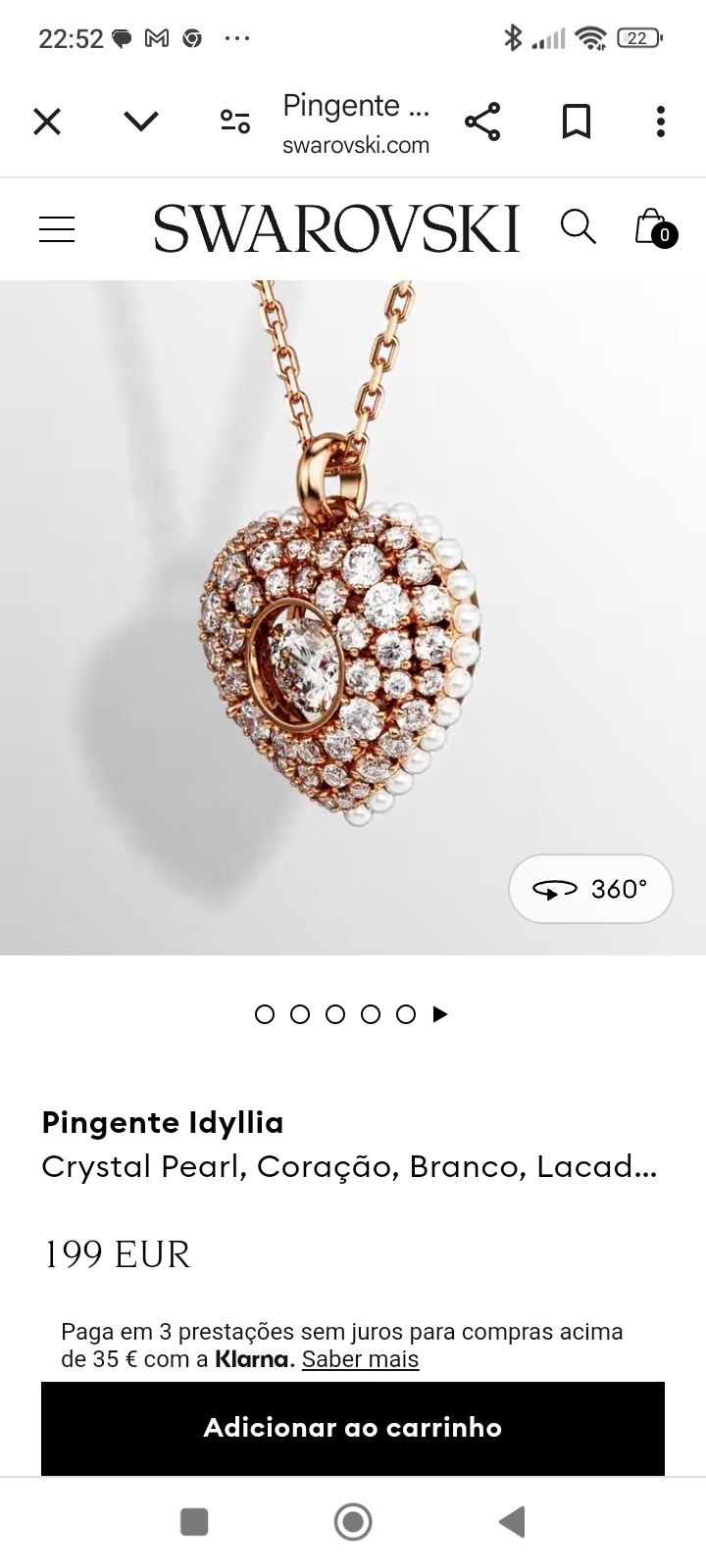 SWAROVSKI NOVO... colar... Coração, Branco, Lacado a rosa dourado