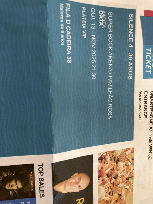 2 bilhetes silence4 13 Nov 21:30 Pavilhao Rosa Mota