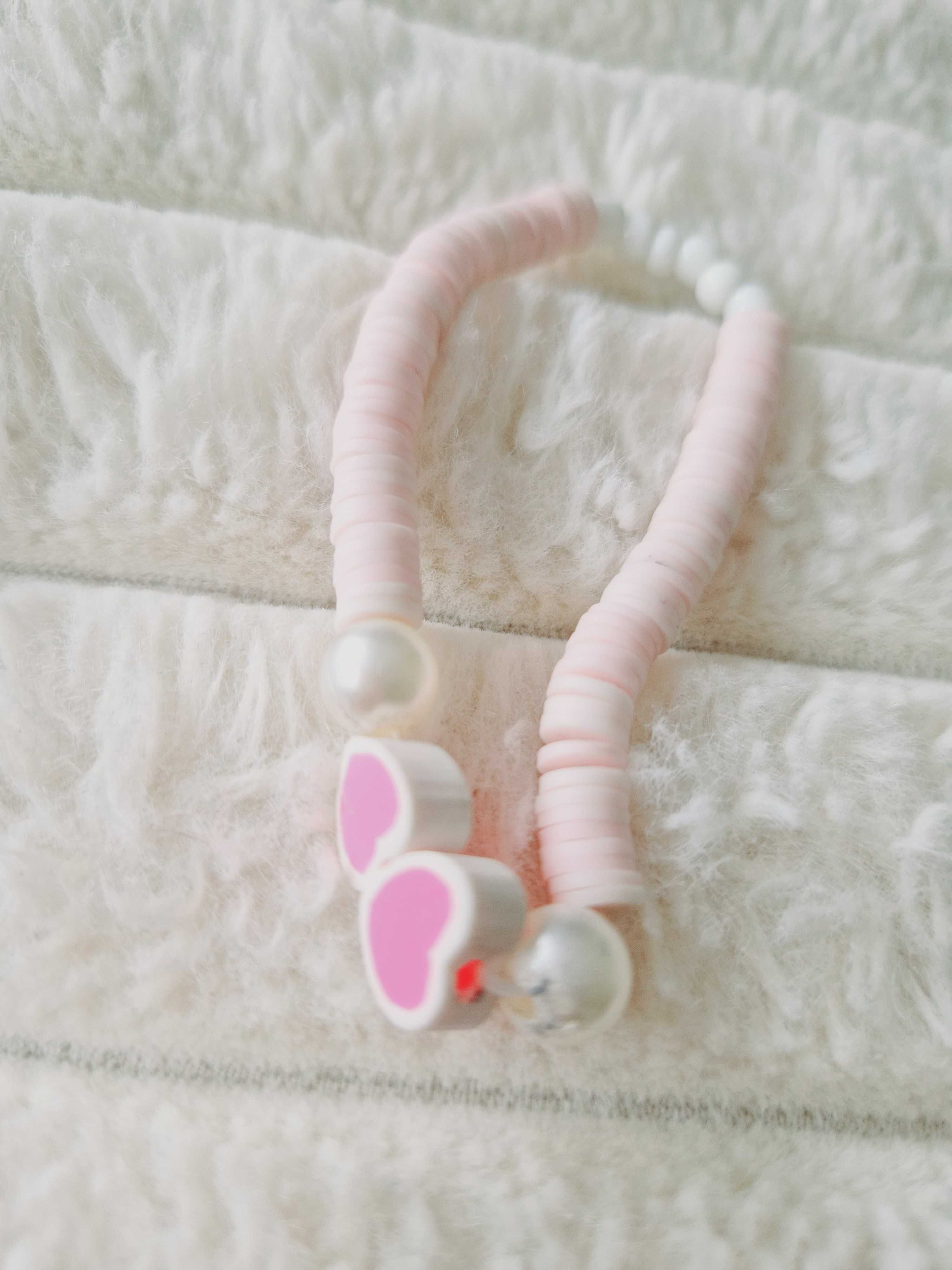 Handmade bransoletka na gumce baby pink dziewczynka