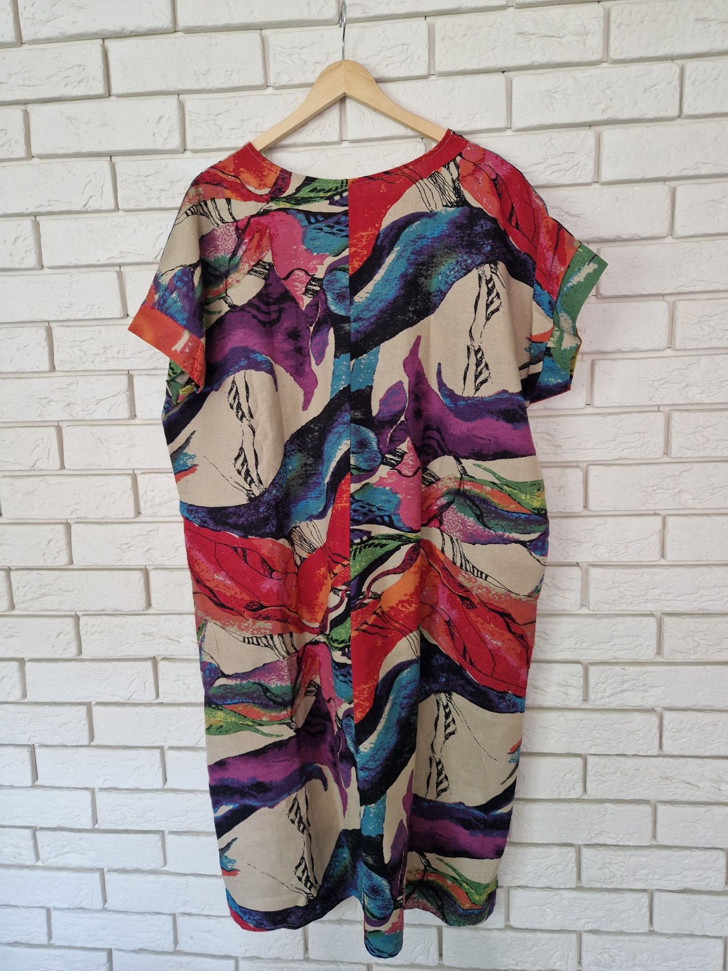Lniana sukienka oversize boho chick maxi XXL nowa  xl plus size casual