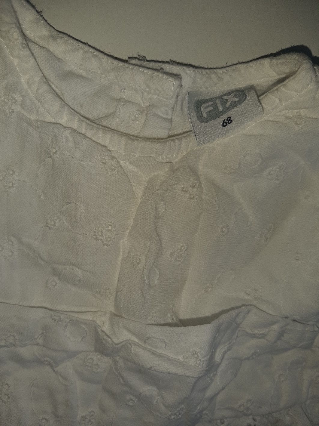 Biala sukienka letnia bawełna z haftem Fix rozmiar 68
