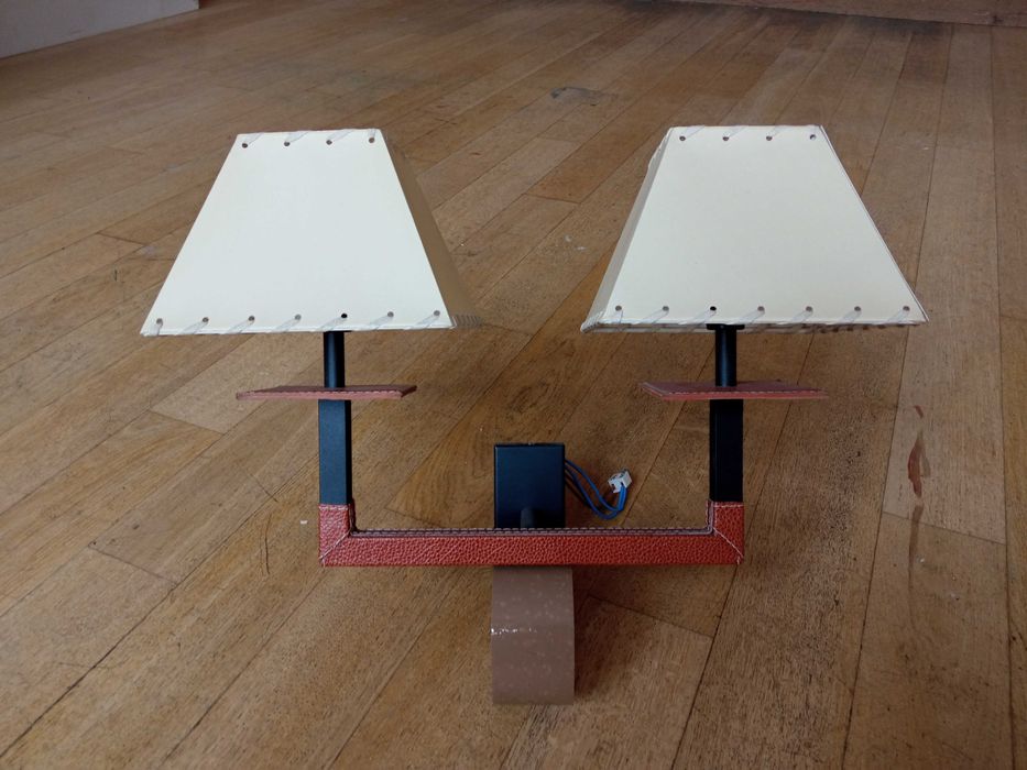 Komplet BOVER Oświetlenia Biura Domu Salonu 2 lampy 3 kinkiety SKÓRA