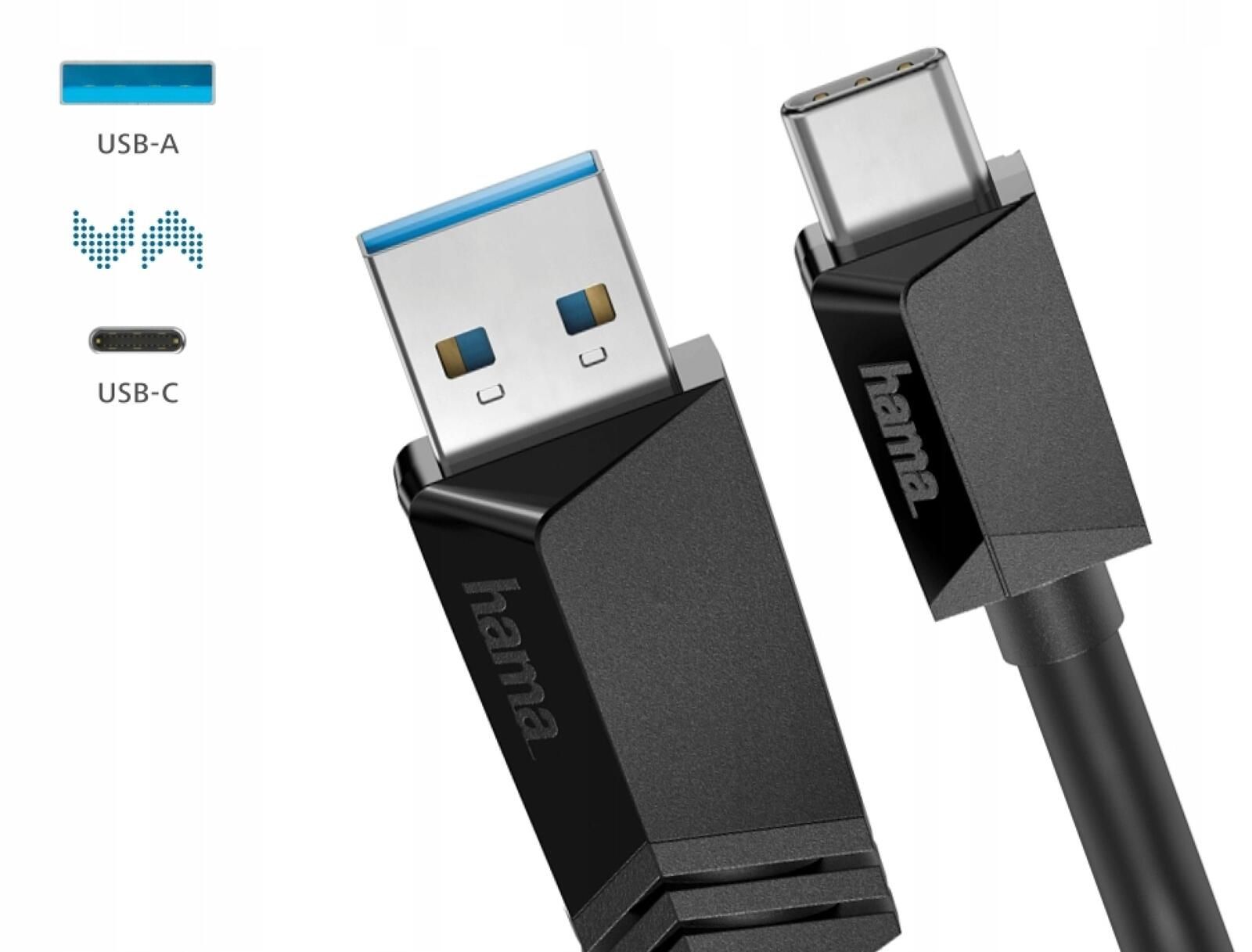 Hama KABEL USB 3.2 GEN2 USB-C na USB-A 10 Gbit/s 1m ładowanie i transf