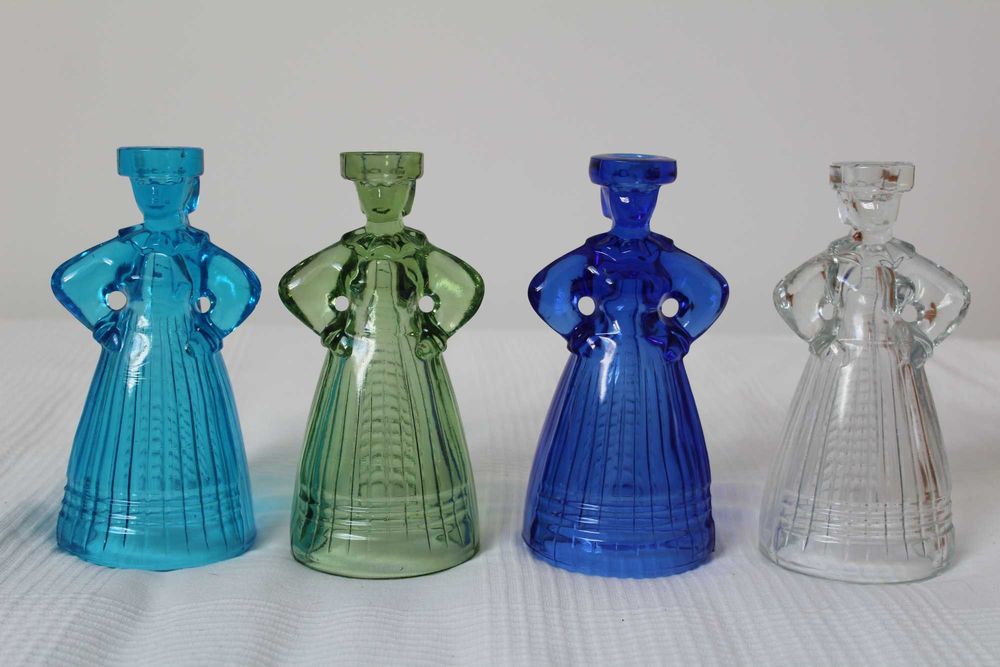 świecznik Karolinka ETrzewik Drost Ząbkowice PRL lata 70 NIEBIESKI