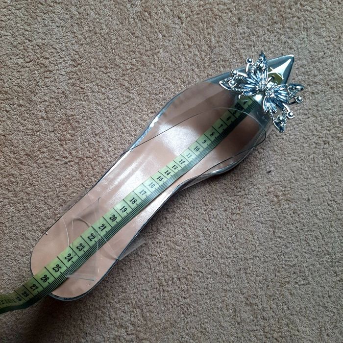 Buty damskie czółenka beżowe 41 transparentne słupek motyl przezroczys