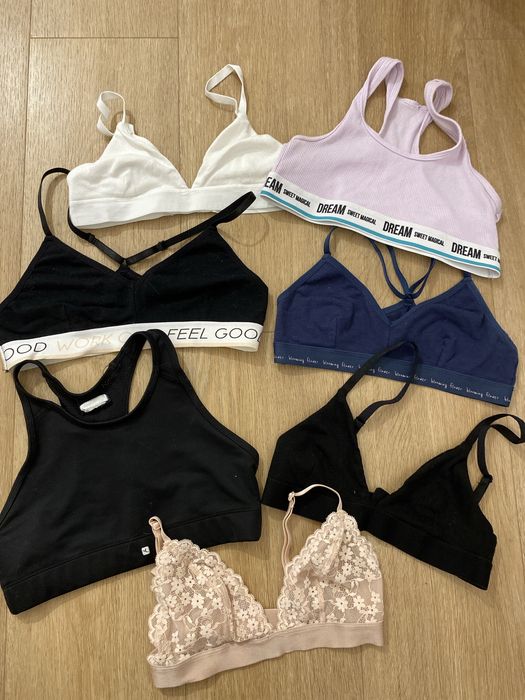 Staniki topy sportowe, pierwszy stanik, rozmiar A