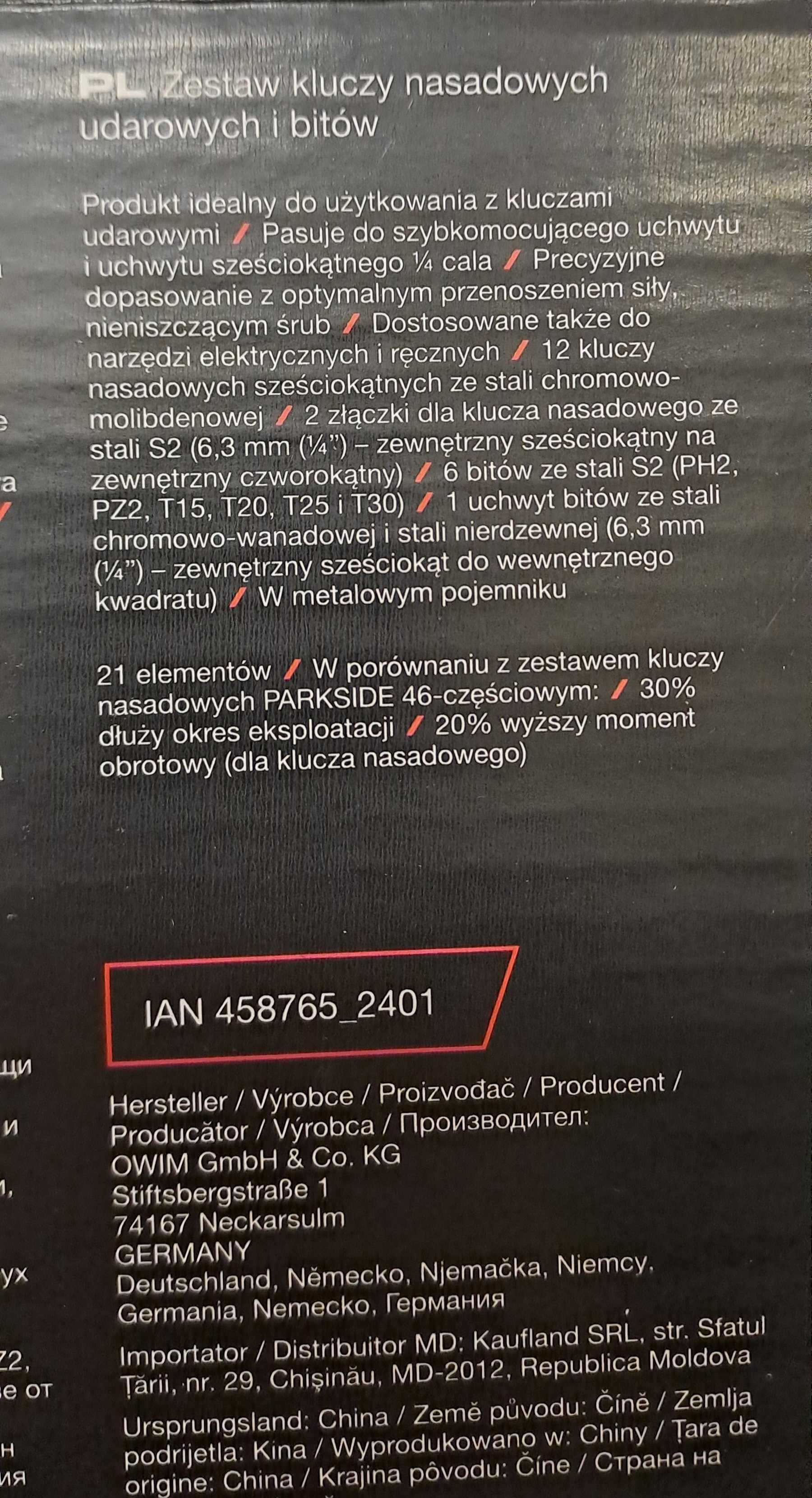 Zestaw bitów i kluczy nasadowych uderzeniowych PARKSIDE PERFORMANCE®