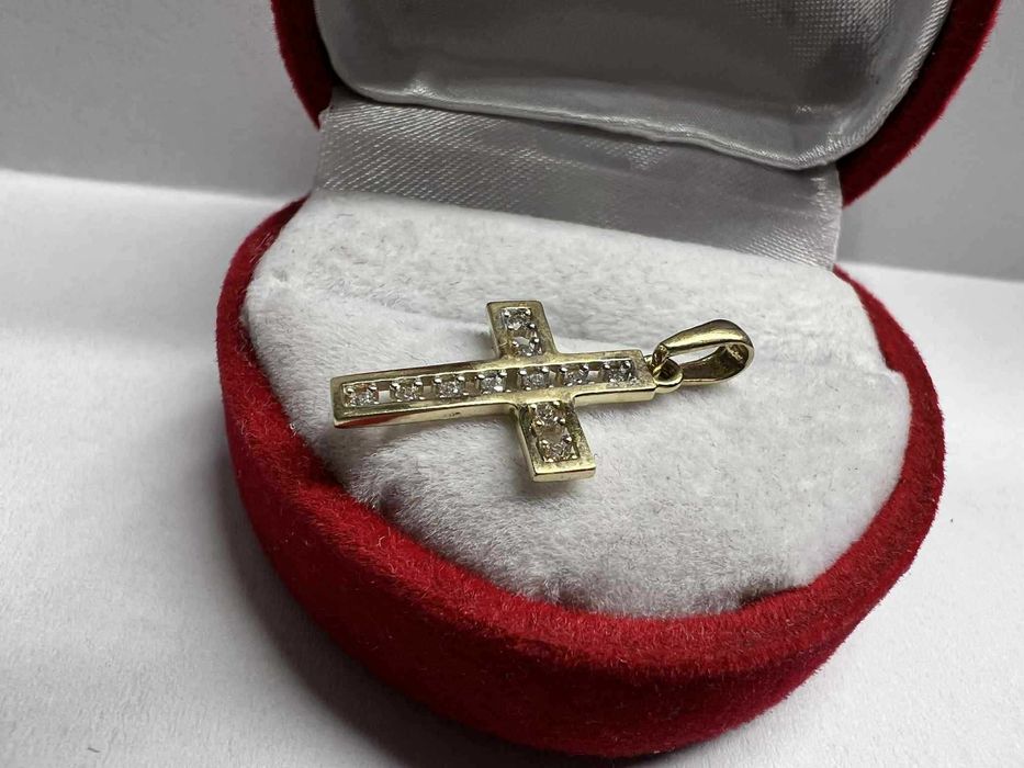 Złota zawieszka wisiorek Krzyżyk próba 585 0,77g