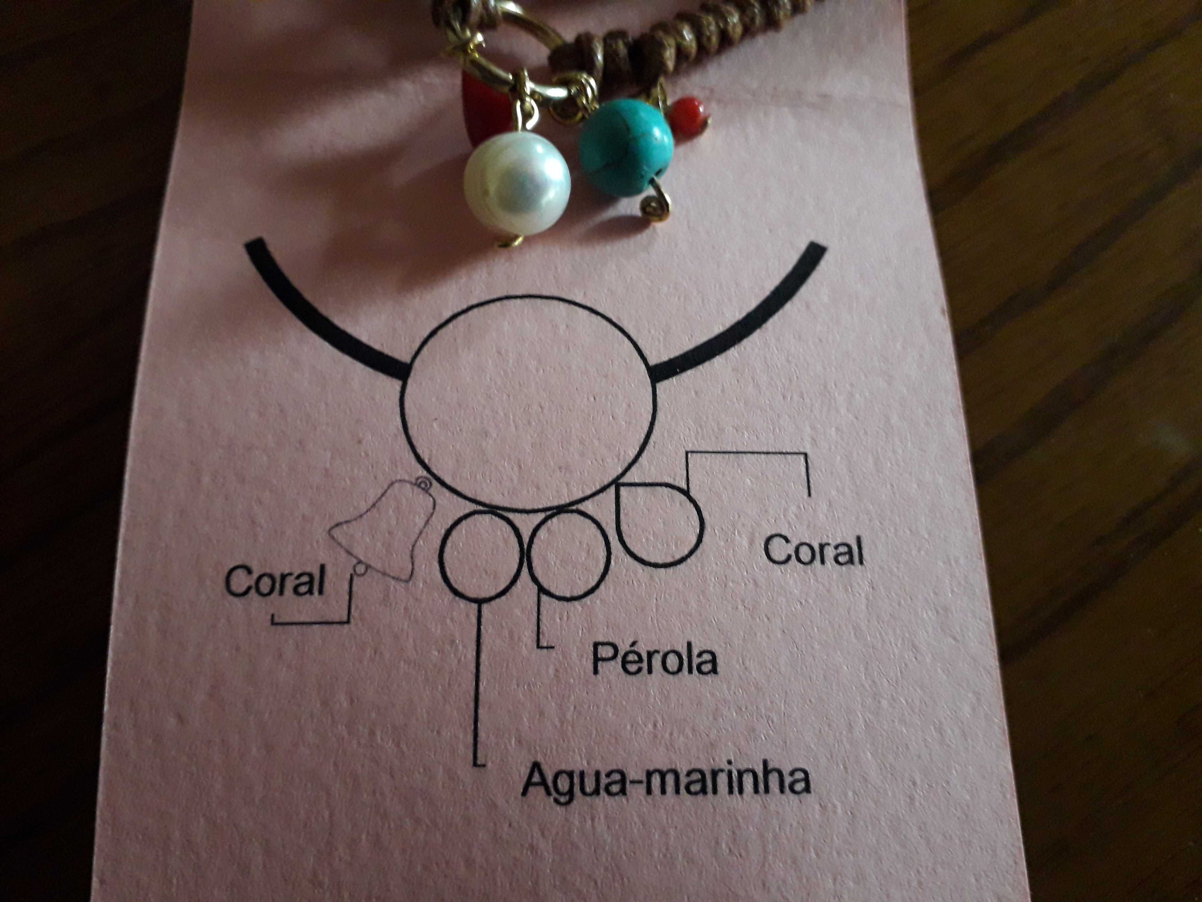 Colar e Pulseira Pedras Naturais, Artesanato Manual