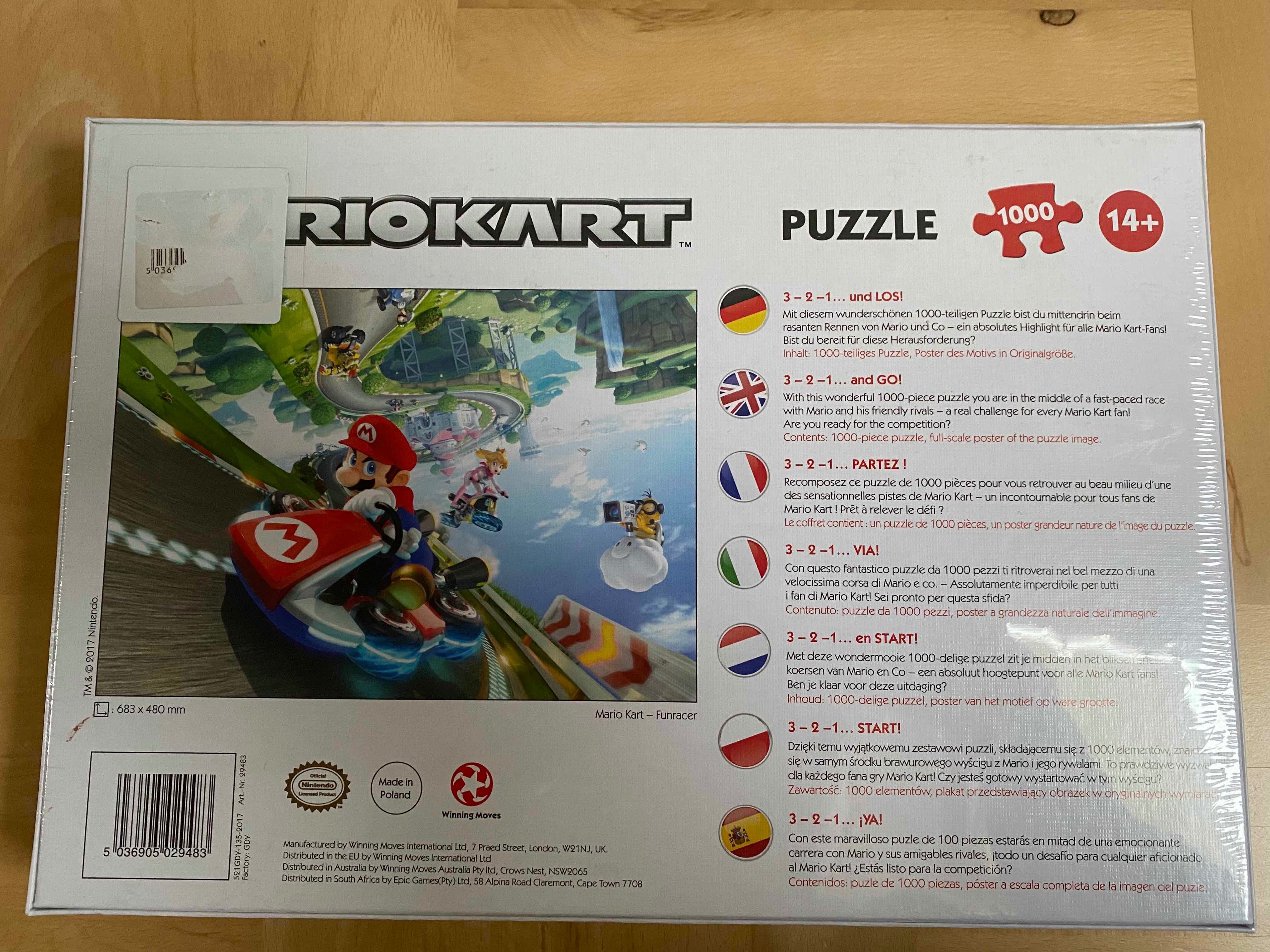 Puzzle Mario Bross, Mariokart, 1000 elem. Nowe