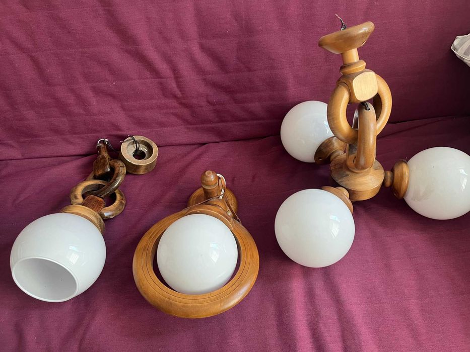 Lampy PRL, żyrandol + lampa wisząca + kinkiet w bardzo dobrym stanie