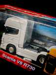 Scania V8 R730 white 1:64 Welly NEX Dromader ciągnik siodłowy
