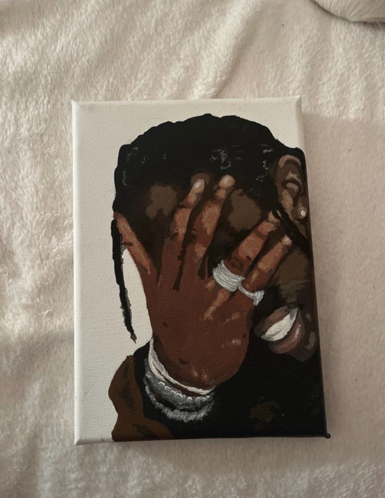 obraz y2k travis scott malowany 21x25 cm podobrazie