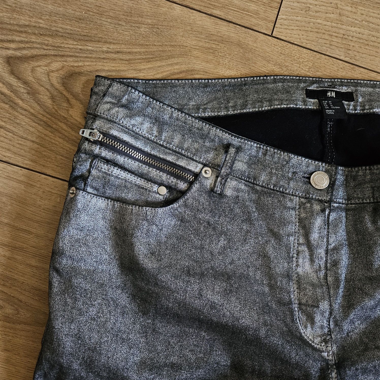 Nowe spodnie h&M czarno srebrne 44 bojówki