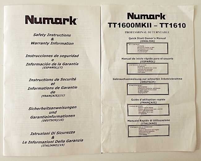 Espectacular Giradiscos Numark 1610, Belt Drive c/caixa e manuais