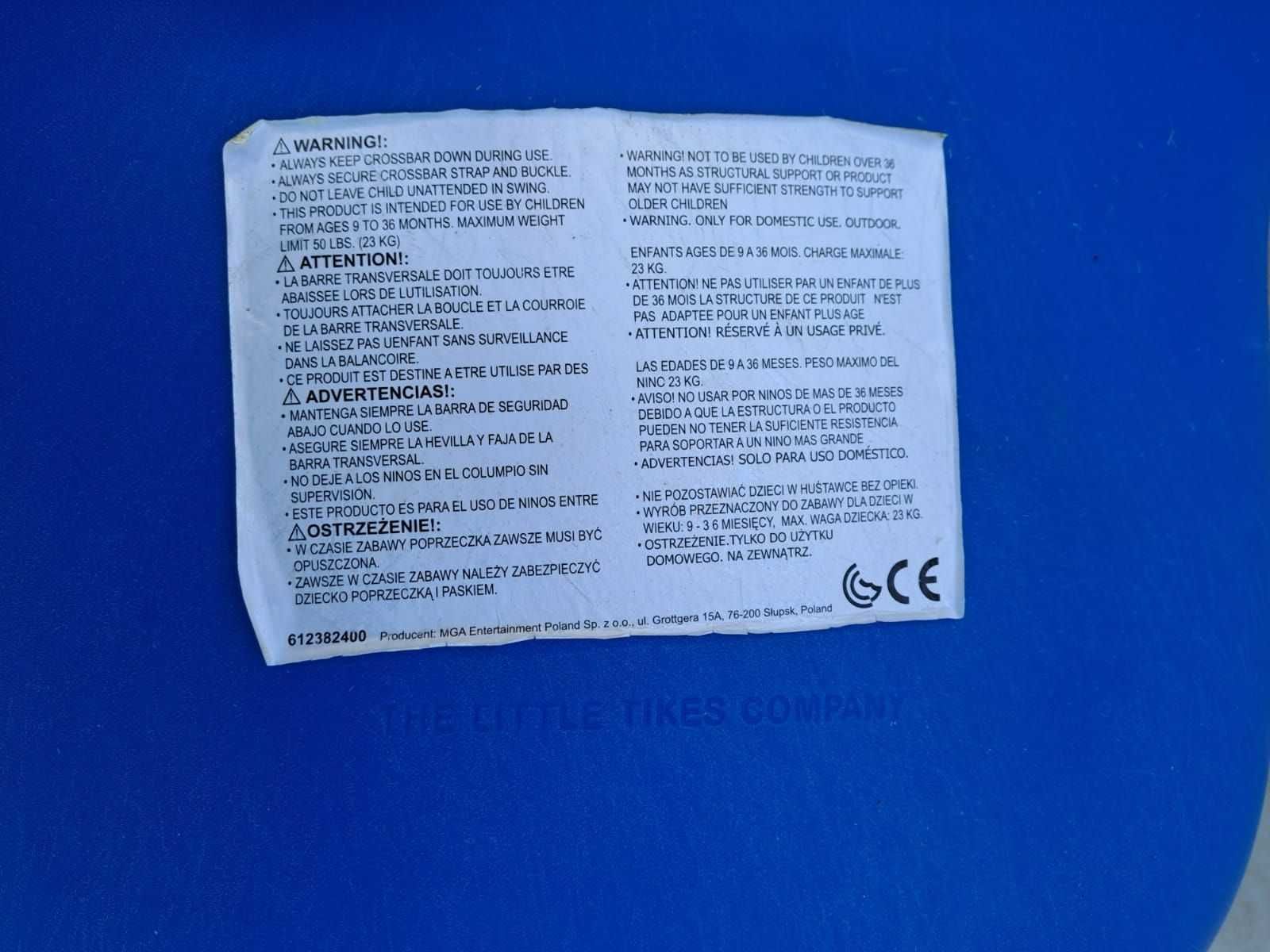 Najbezpieczniejsza huśtawka dla dziecka,kubełkowa, zewn.- Little Tikes