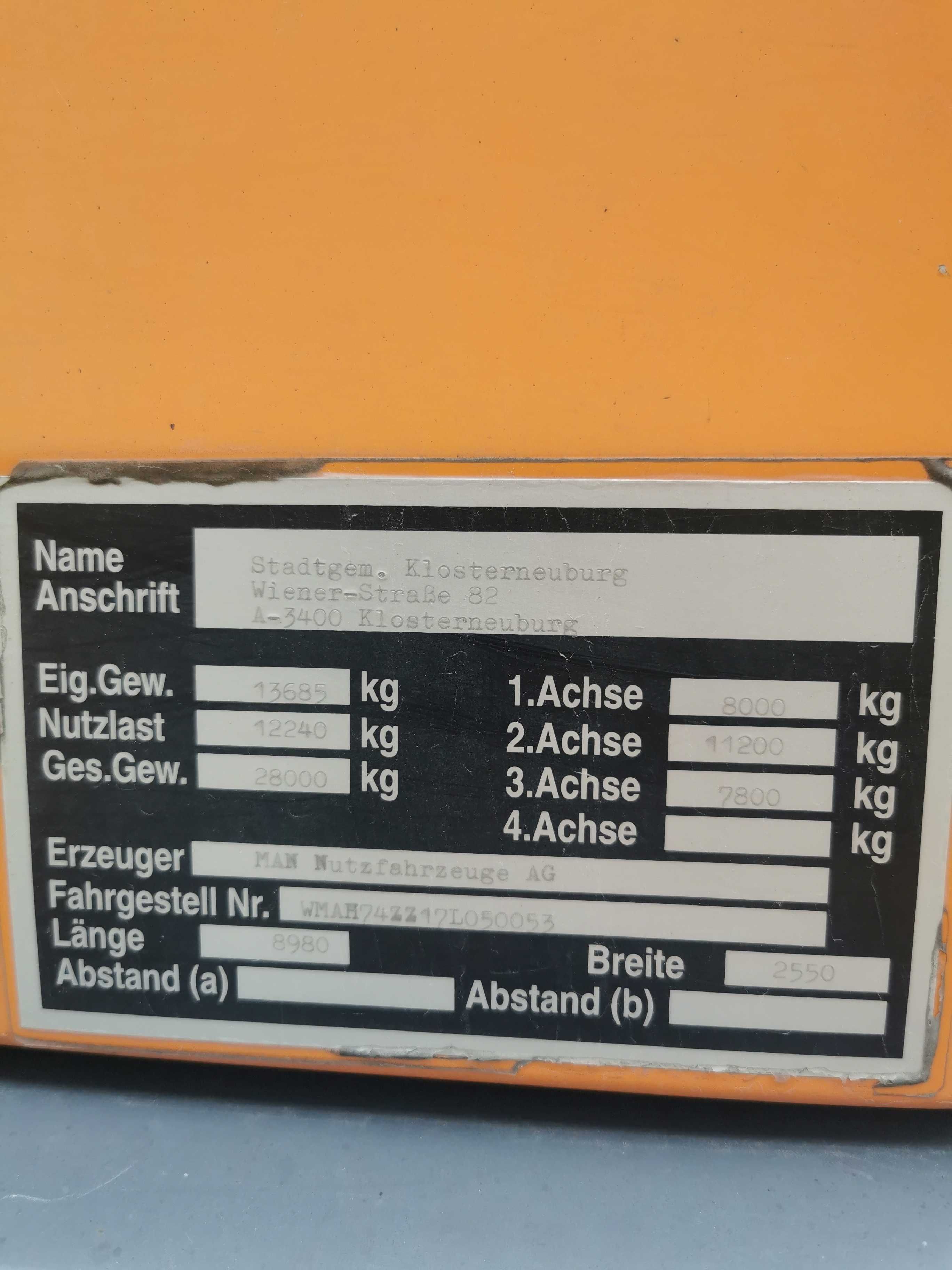 MAN TGA 6x2 asenizacyjny, beczka, podwozie