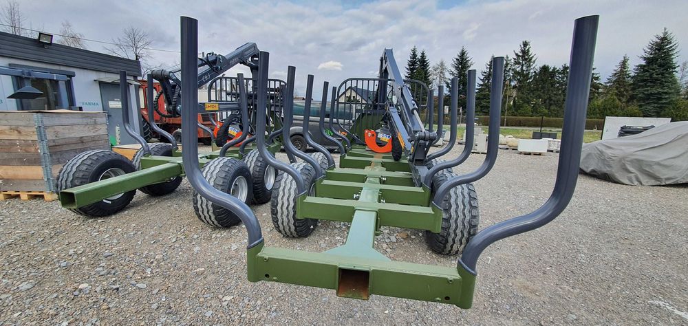 NOWA PRZYCZEPA LEŚNA Farma do drewna żuraw 9t Dźwig 6.7m HDS chwytak