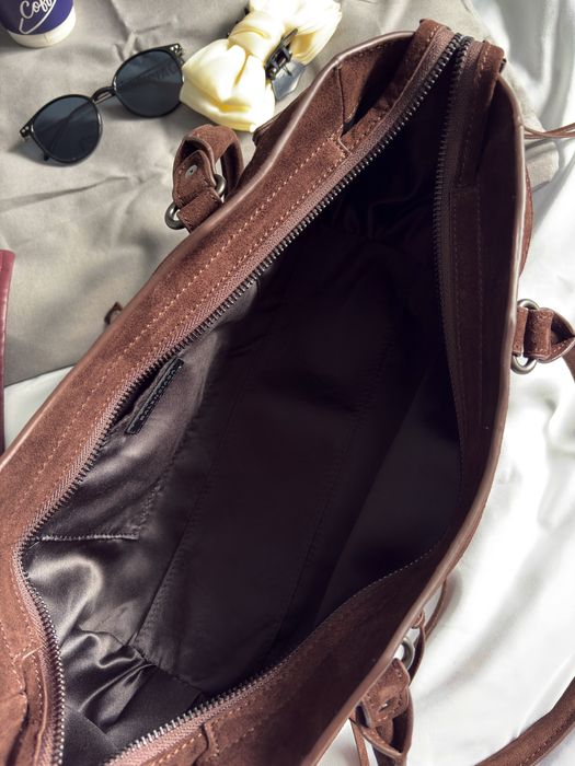 Сумка Balenciaga Le City Bag замша | шоколадна, оливкова