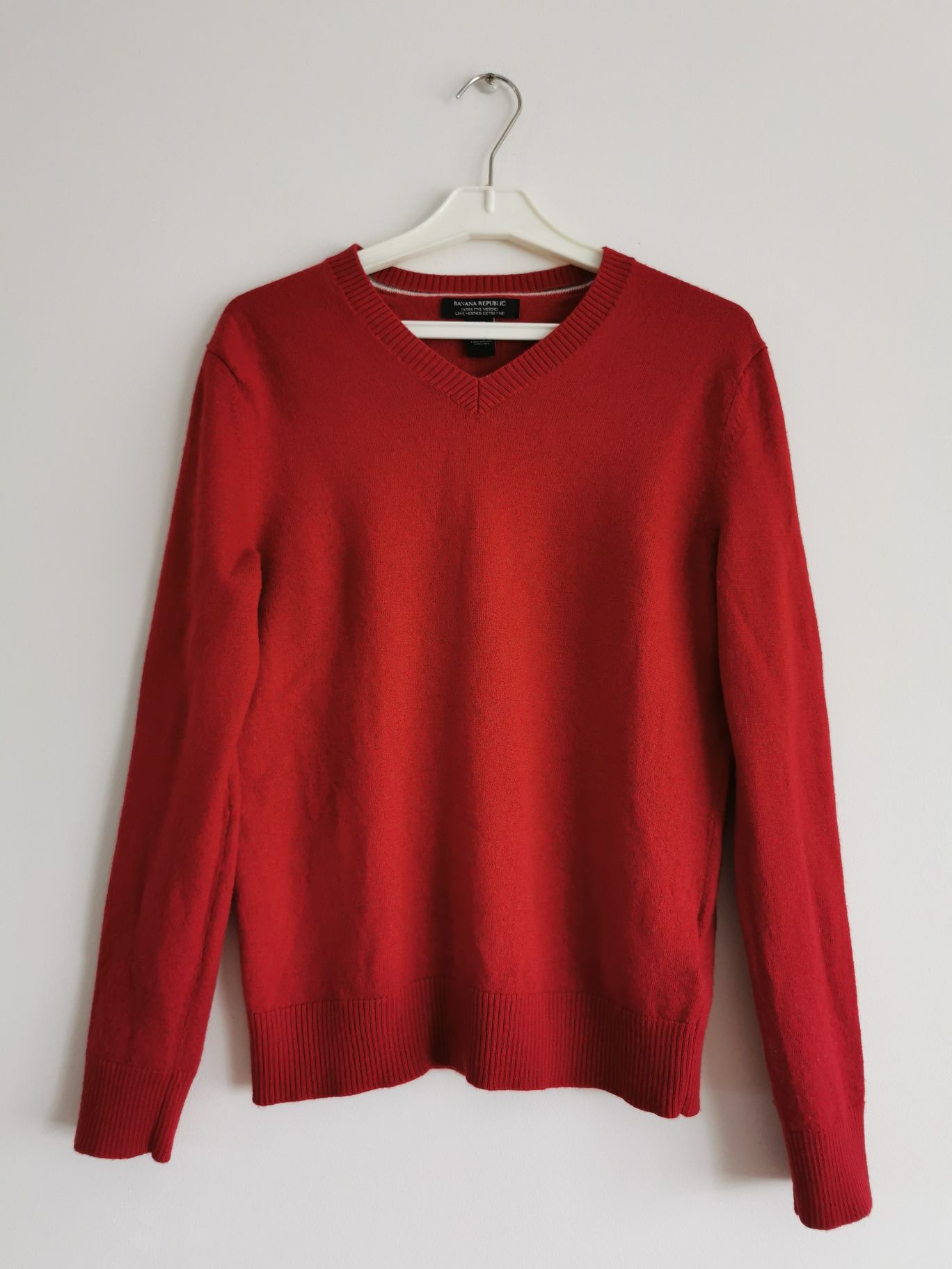 Banana Republic wełniany sweter czerwony 100% wełna merino S