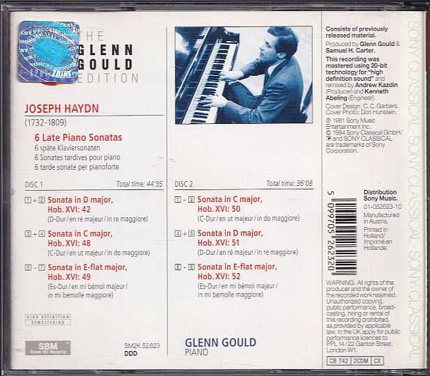 2 CD Haydn - 6 późnych sonat, Glenn Gould!