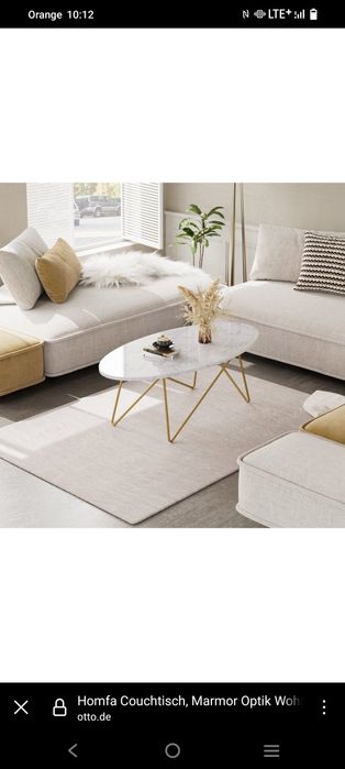 Stół do salonu owalny z efektem marmuru, stolik kawowy 120 x 60 cm