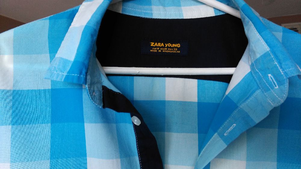 Koszula męska Zara Young kratka niebieska krata