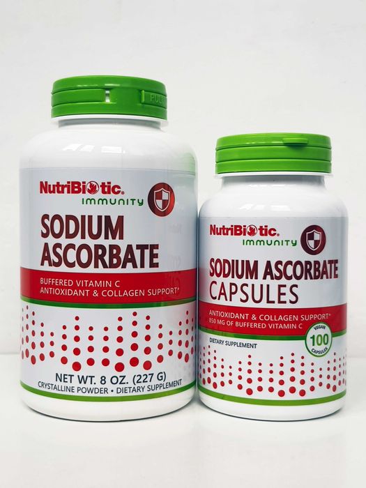 Аскорбат натрію (вітамін C) NutriBiotic, 227 г / 100 капсул