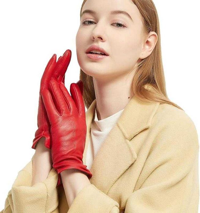 Рукавички шкіряні жіночі/утеплені вовною/австрія\р.7-8