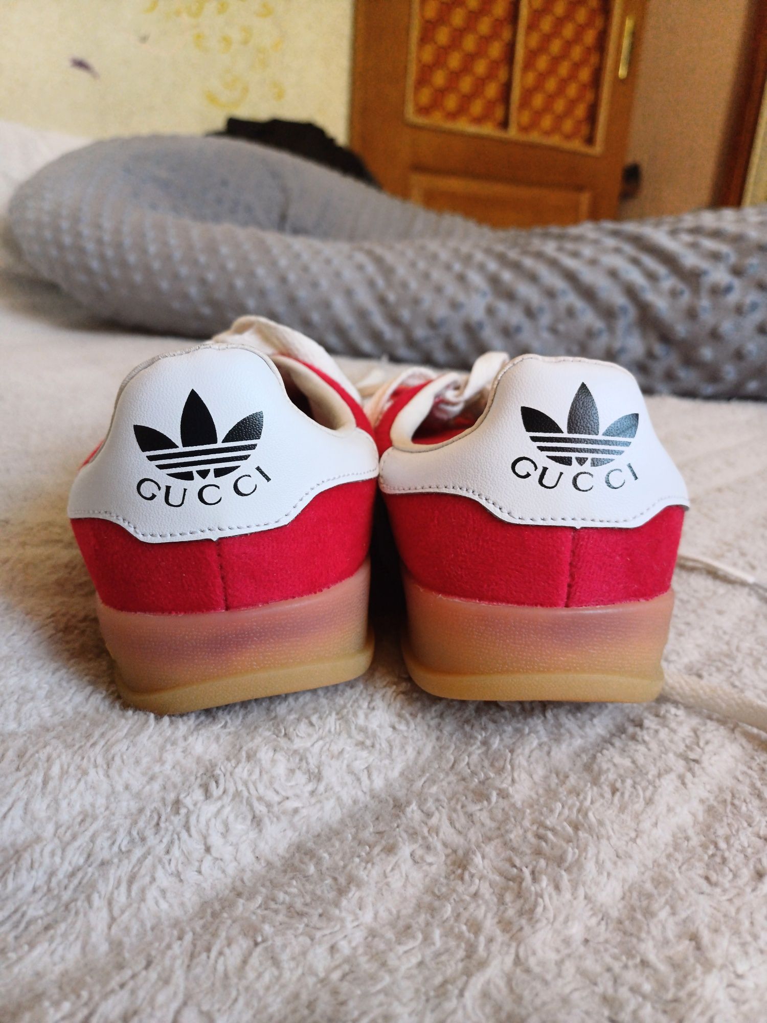 Жіночі  Кросівки Adidas Gazelle x Gucci Pink White Red / Адід