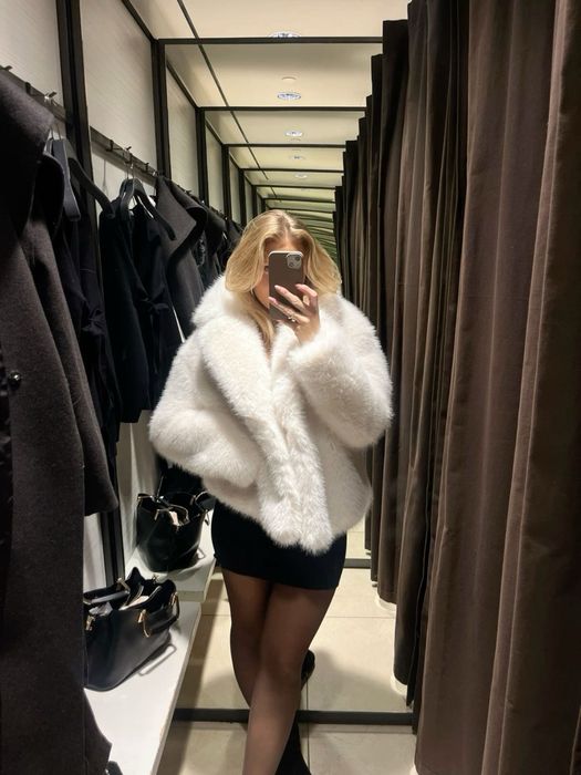 Біла шубка ZARA | оригінал Б/У