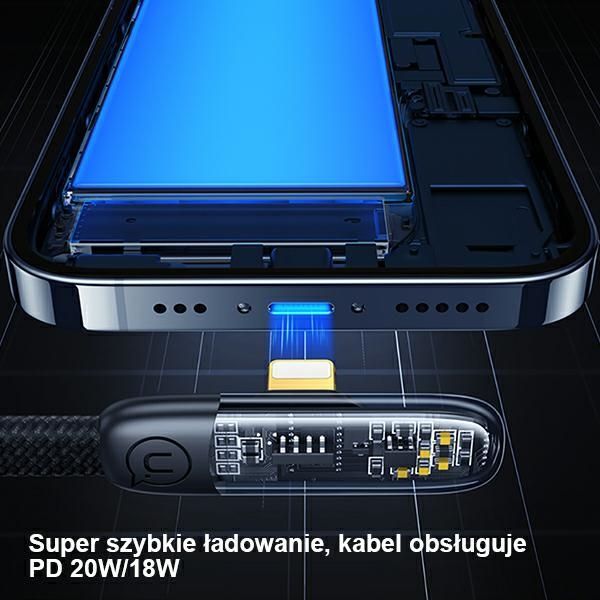 USAMS Kabel kątowy USB-C na LightningPD 20W Fast Charging Iceflake