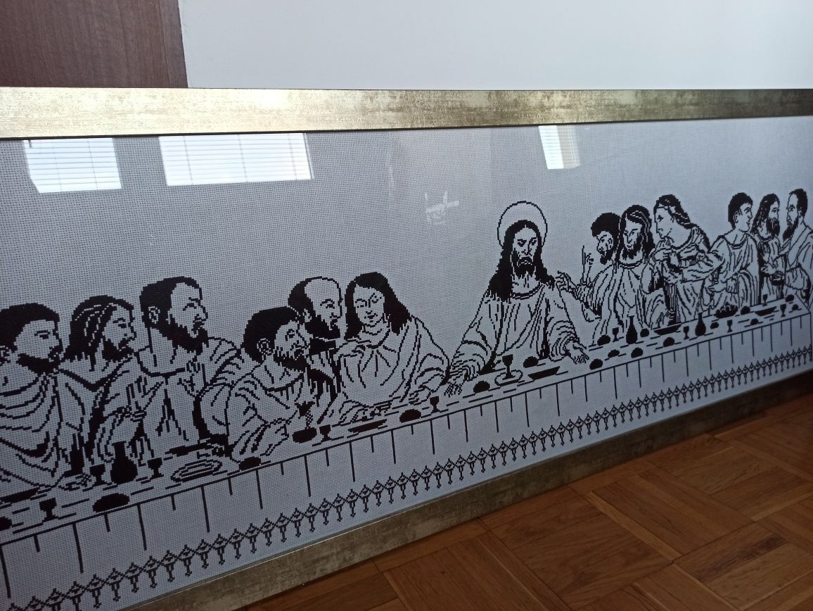 Bardzo duży nowy obraz "Ostatnia Wieczerza" piękna rama