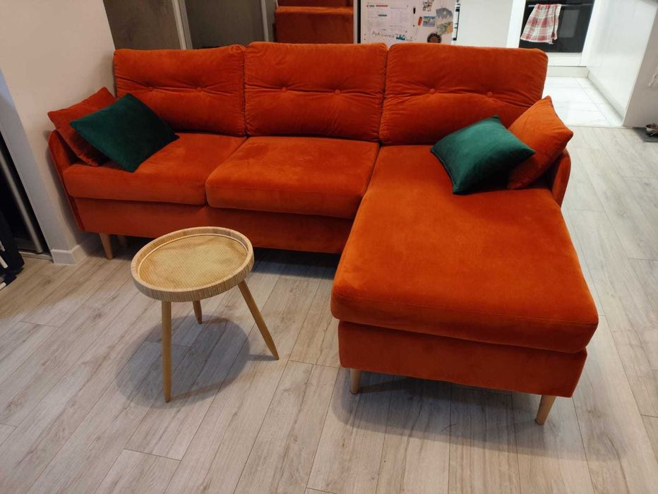 Narożnik - kanapa rozkładany pomarańczow - do NEGOCJACJI
